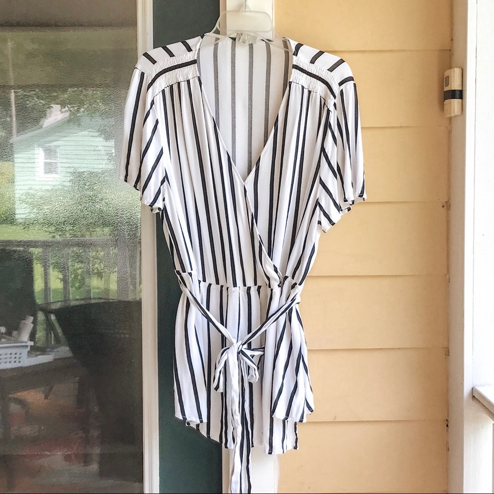 Ava & Viv, 2X, Black And White Striped Blouse
